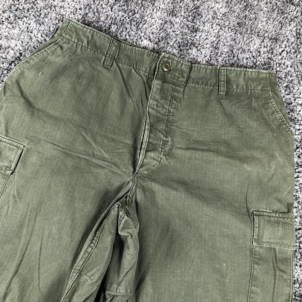 Military Cargo Pants Mens XL Long Green Ripstop Adjustable Waist Army Outdoor